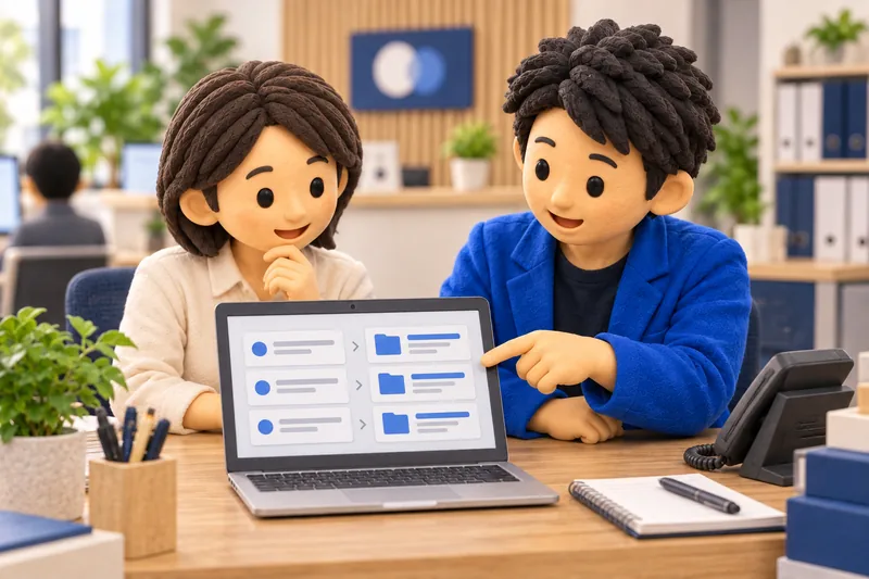 問い合わせを分類して返信案を用意し、人が確認するAI活用の概念イラスト