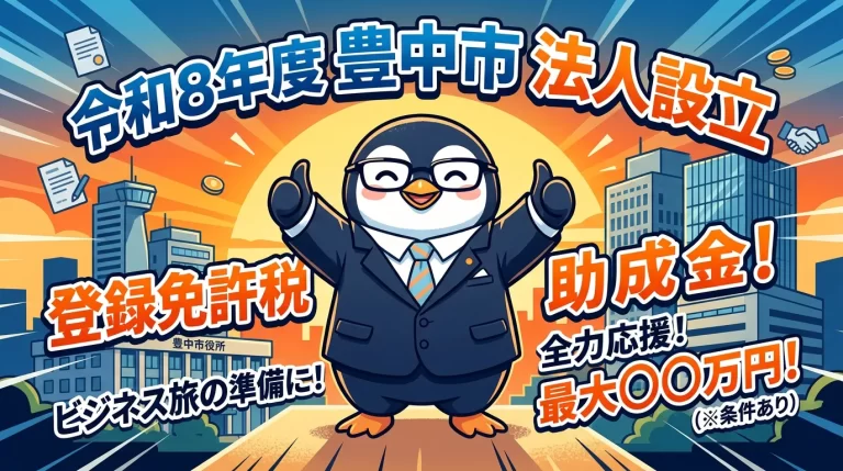 豊中市：法人設立登録免許税助成金