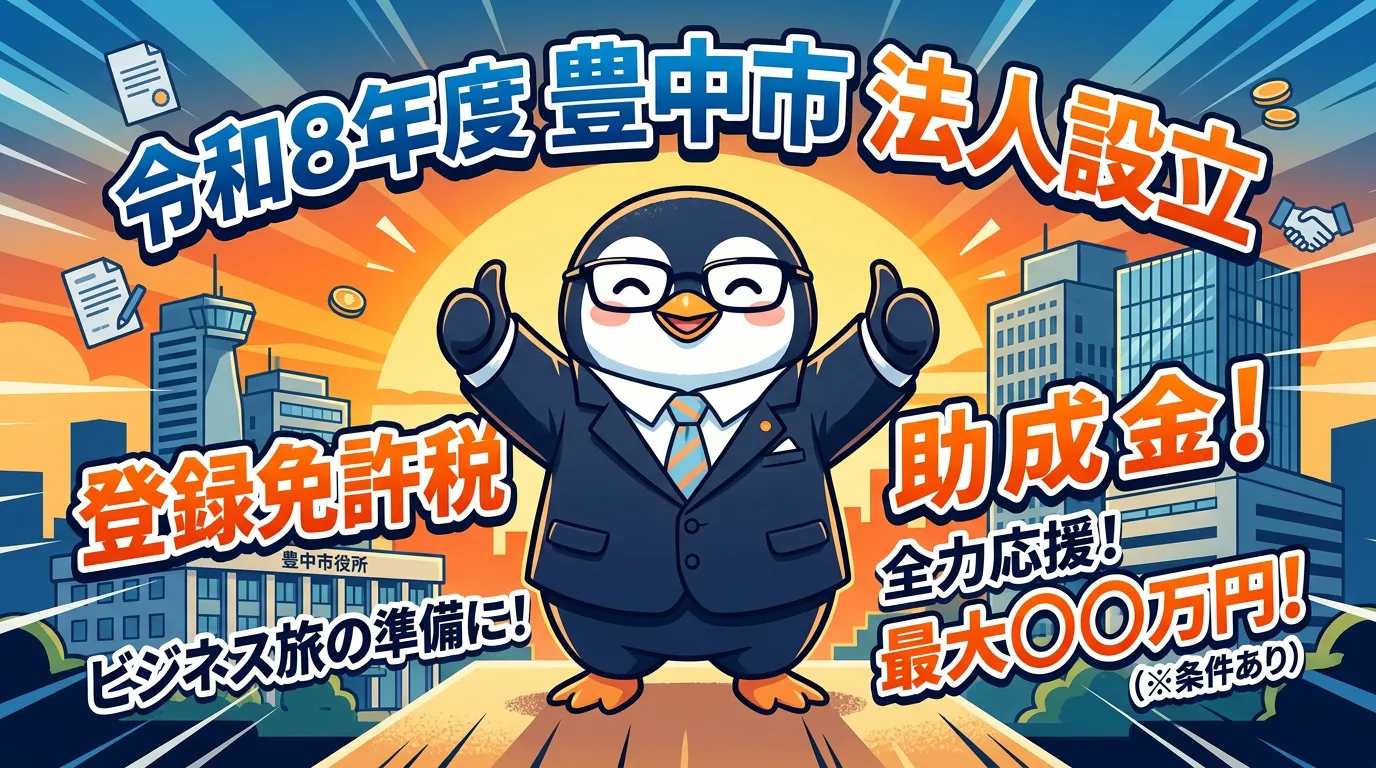 豊中市：法人設立登録免許税助成金